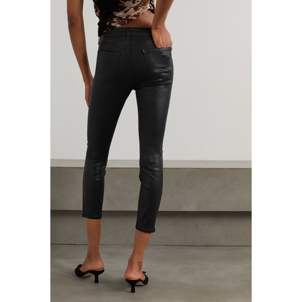 NWT L'AGENCE Margot High Rise Skinny Charcoal/Gold Contrast Coated Size 25